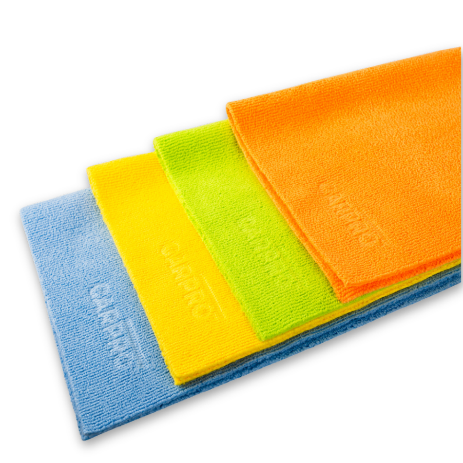 CARPRO 2 Face (No Lint) 16" x 16" Microfiber towel - Green, Blue, Yellow, Orange