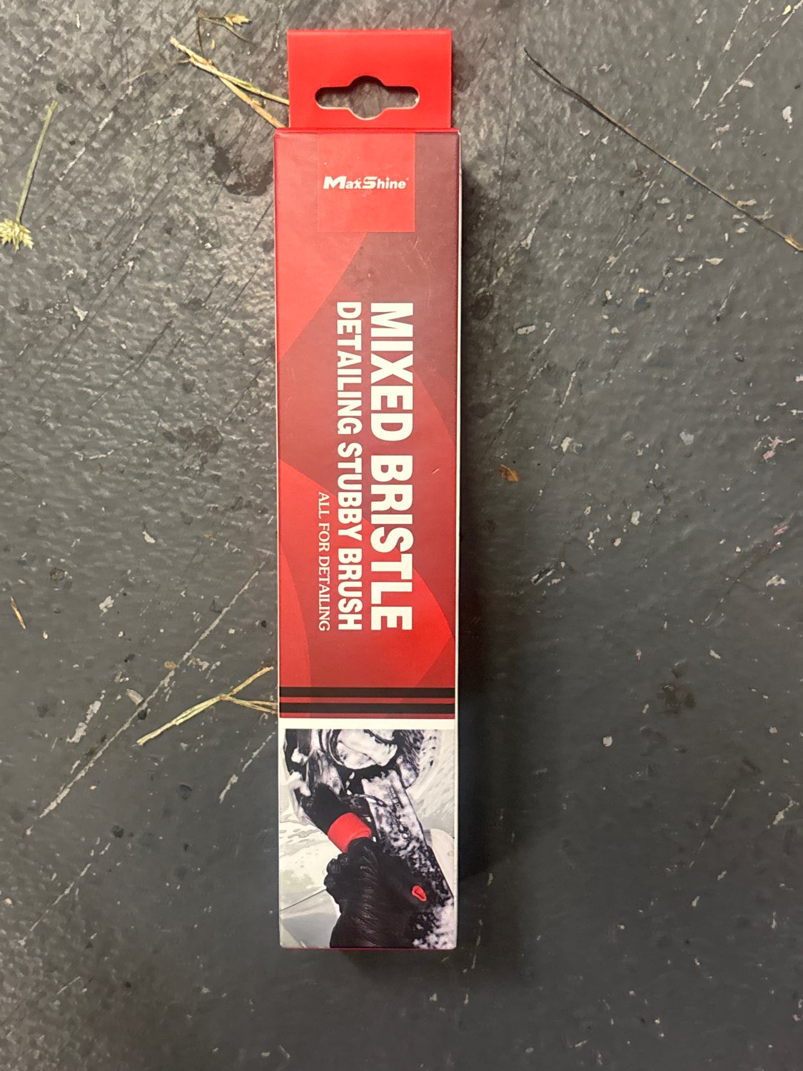 Max Shine Red Mixed Bristle Detailing Stubby Brush
