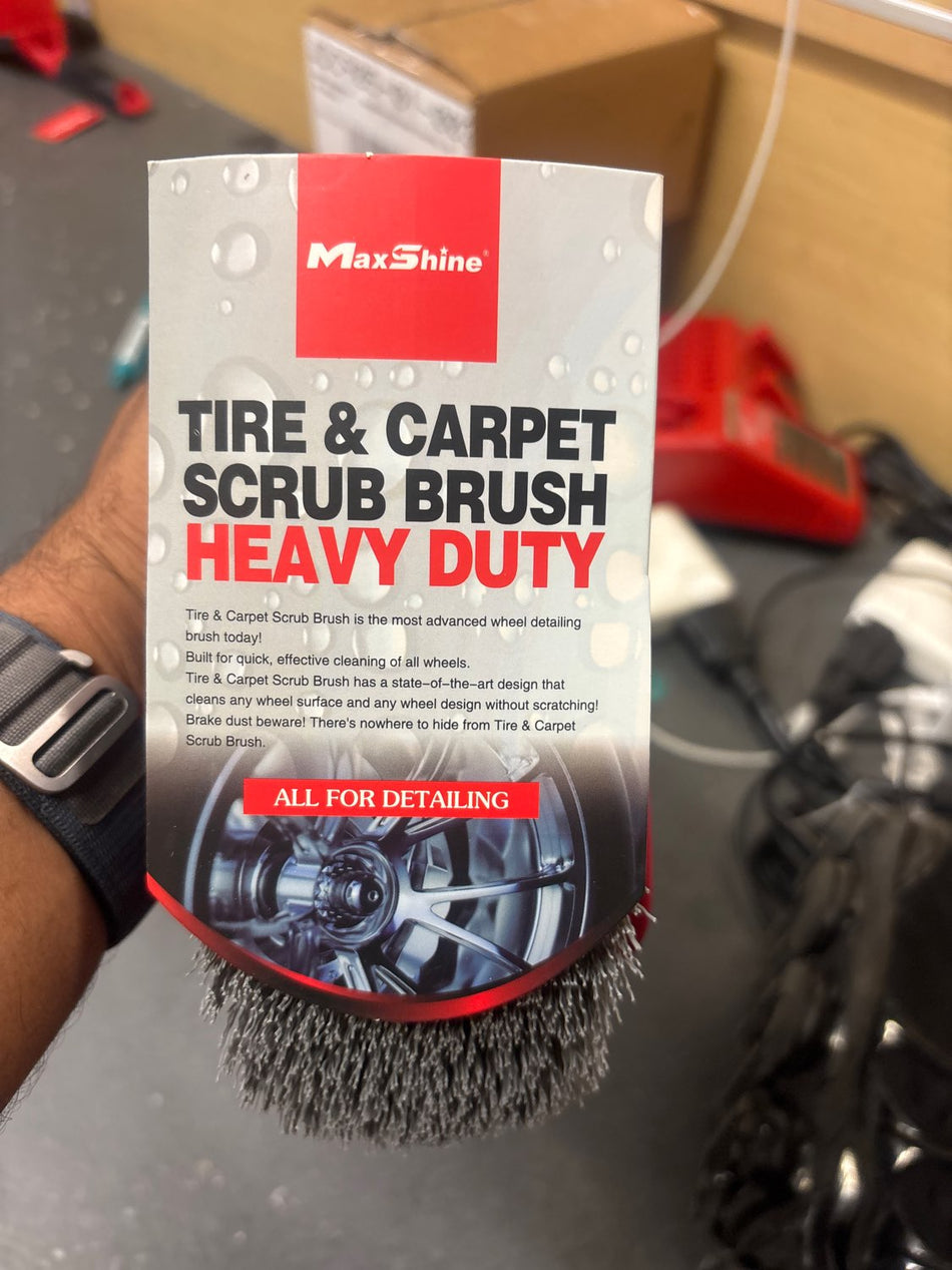 Max Shine Tire & Carpet Scrub Brush Heavy Duty