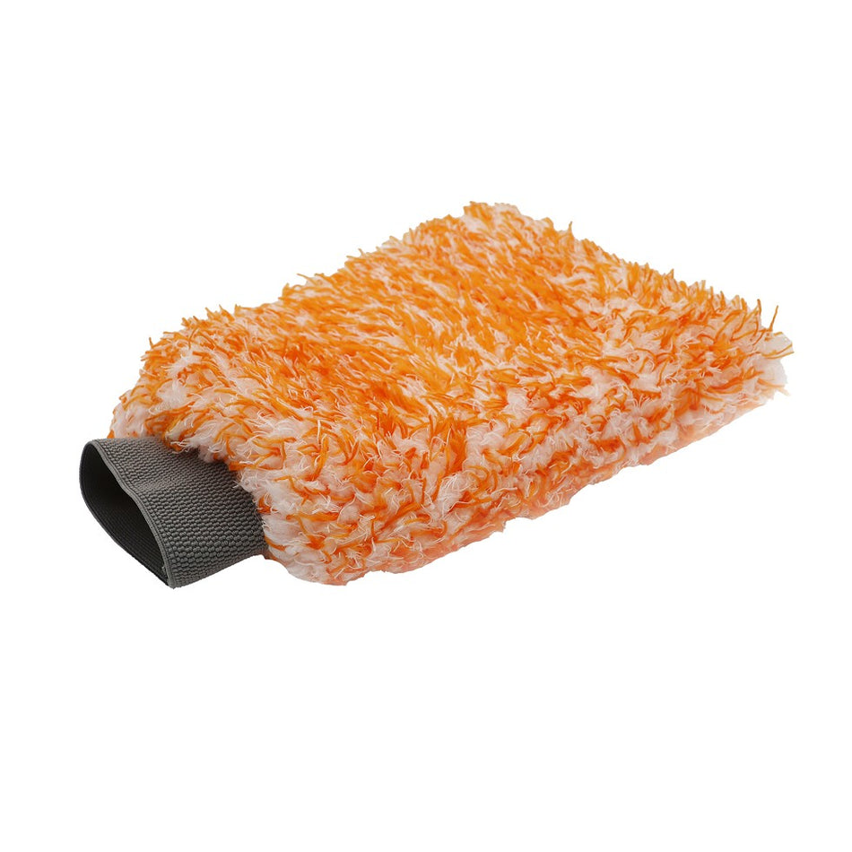 Orange Fusion Wash Mitt with Cuff 1500 GSM, 10"x8", Orange