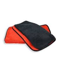 Dual-Faced Deluxe Microfiber Polishing Towel 820 GSM, 16"x16", Black & Red / Black Trim (12 pcs/pk